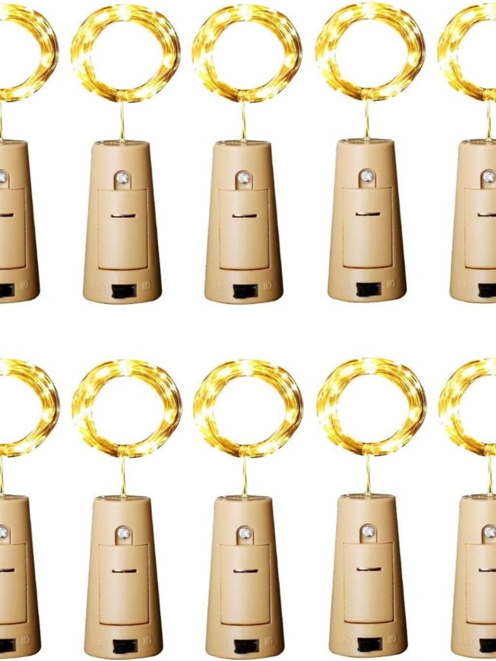 Wine Bottle Lights 10 Pack 12 LED Mini Cork Fairy Lights, Warm White